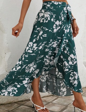 Fustă midi Shein Curve+, verde