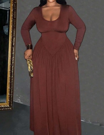 Rochie maxi Shein Curve+, maro