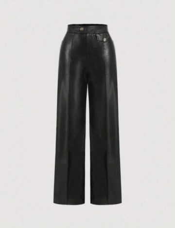 Pantaloni imitație din piele Shein, negru