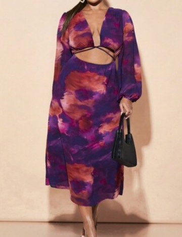 Rochie maxi Shein Curve+, mix culori