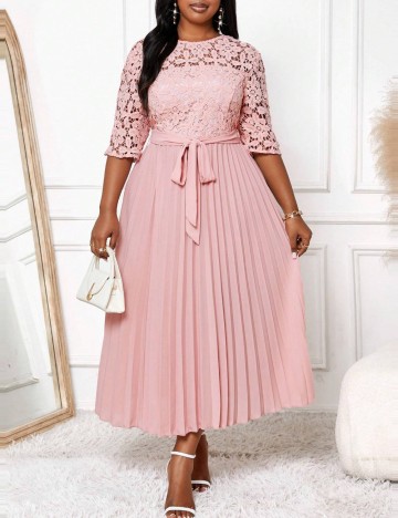 Rochie maxi Shein Curve+, roz