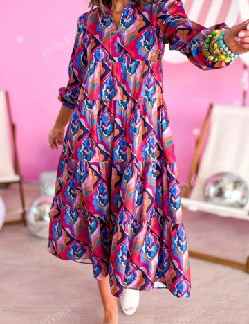 Rochie midi Shein Curve+, mix culori