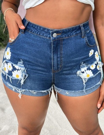 Pantaloni scurți de blugi Shein Curve+, albastru