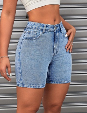 Pantaloni scurți de blugi Shein, albastru