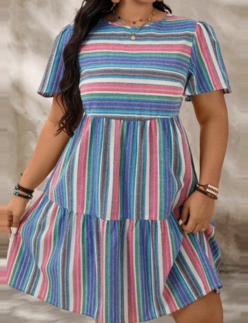 Rochie mini Shein Curve+, mix culori