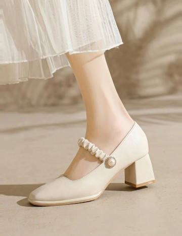 Pantofi cu toc Shein, crem