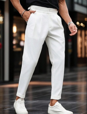 Pantaloni MANFINITY by Shein, alb