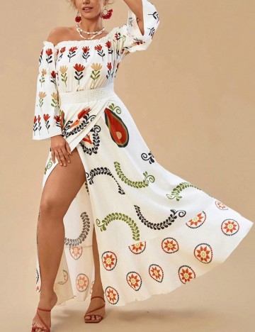 Rochie maxi Shein Curve+, mix culori
