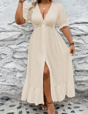 Rochie maxi Shein Curve+, crem