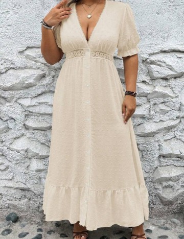Rochie maxi Shein Curve+, crem