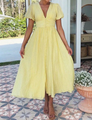 Rochie midi Shein Curve+, galben