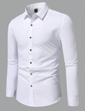 Cămașă MANFINITY by Shein, alb