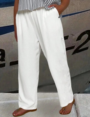 Pantaloni Shein Curve+, alb