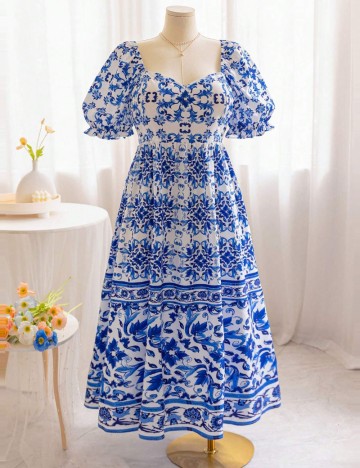 Rochie maxi Shein Curve+, mix culori