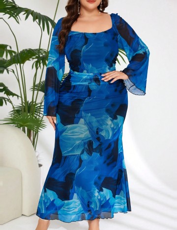 Rochie maxi Shein Curve+, albastru
