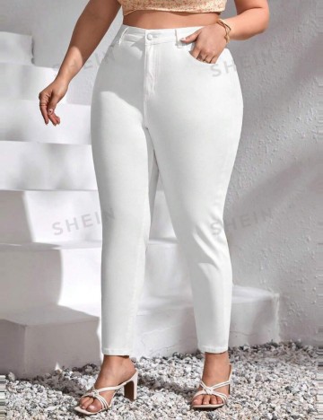 Jeans Shein Curve+, alb