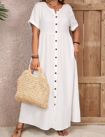Rochie maxi Shein Curve+, alb