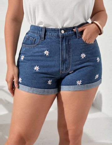 Pantaloni scurți din blugi Shein Curve+, albastru