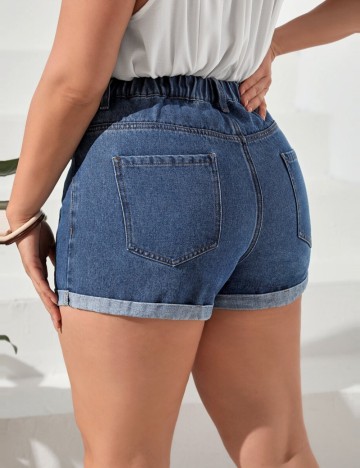 Pantaloni scurți din blugi Shein Curve+, albastru