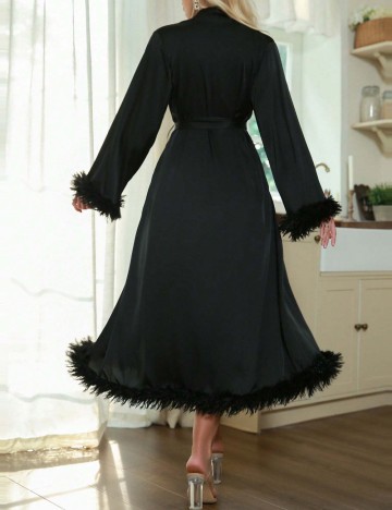 Set Rochie de Noapte și Halat Shein, negru