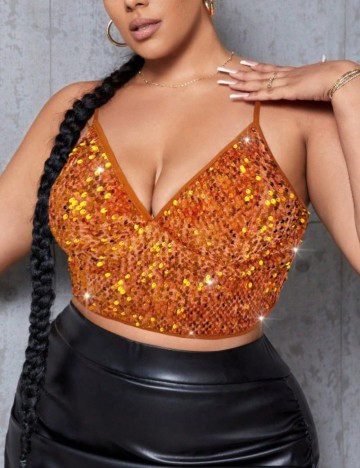 Top Shein Curve+, portocaliu