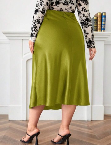 Fustă midi Shein Curve+, verde