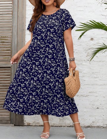 Rochie midi Shein Curve+, mix culori