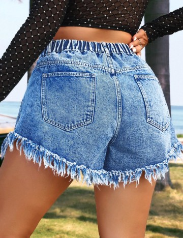 Pantaloni scurți Shein Curve+, albastru