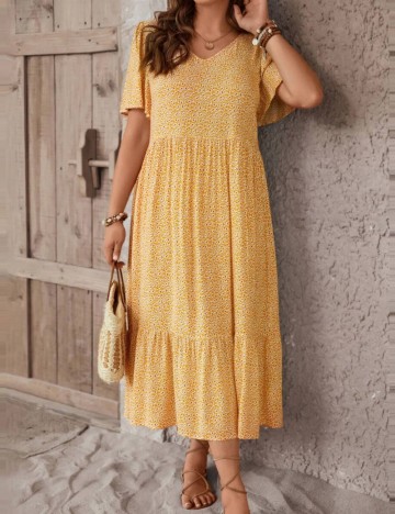 Rochie midi Shein Curve+, mix culori
