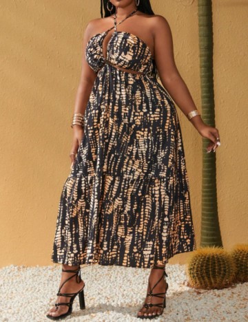 Rochie maxi Shein Curve+, mix culori