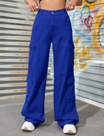 Pantaloni cargo Shein, albastru
