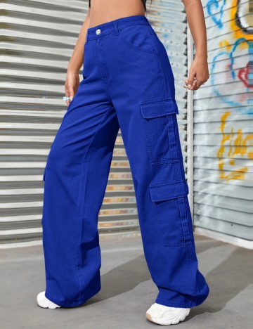 Pantaloni cargo Shein, albastru