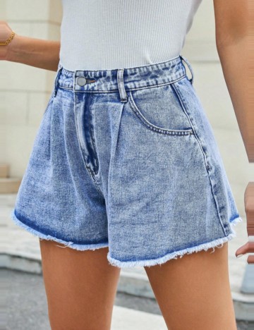 Pantaloni scurți de blugi Shein, albastru