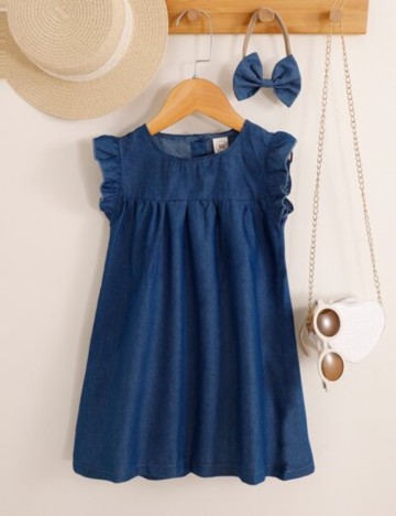 Set rochie și bentiță Shein, albastru denim
