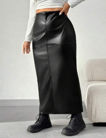 Fustă Imitație Piele Shein Curve+, negru
