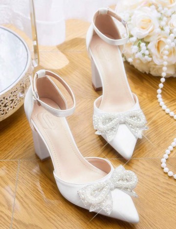 Pantofi cu toc CUCCOO by SHEIN, ivory