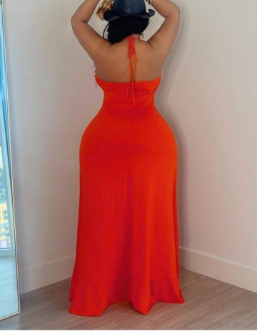 Rochie midi Shein Curve+, portocaliu