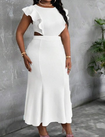 Rochie maxi Shein Curve+, alb