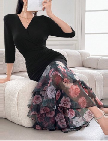Rochie midi Shein, mix culori
