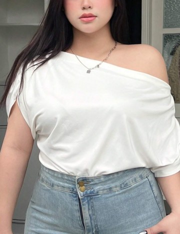 Tricou Shein Curve+, alb