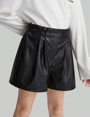 Pantaloni imitație din piele Shein, negru