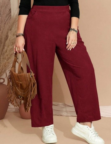 Pantaloni Shein Curve+, vișiniu