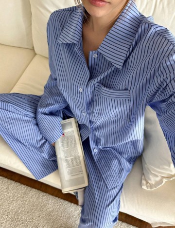 Compleu pijamale DAZY by Shein, albastru