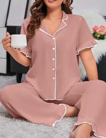 Compleu pijamale Shein Curve+, roz