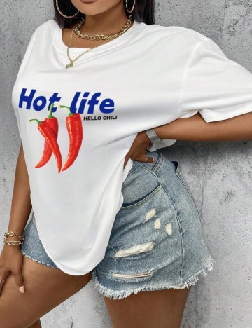 Tricou Shein Curve+, alb