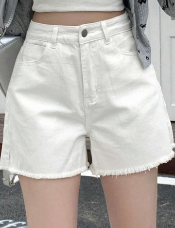 Pantaloni scurți de blugi DAZY by Shein, alb