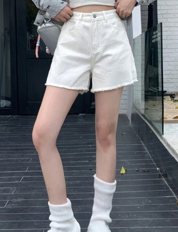 Pantaloni scurți de blugi DAZY by Shein, alb