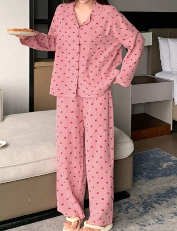 Compleu pijamale DAZY by Shein, roz