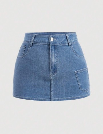 Fustă Pantalon Shein Curve+, albastru