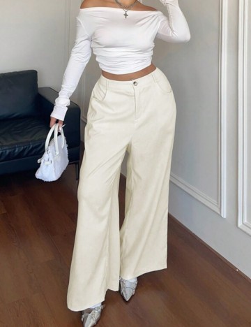 Pantaloni Shein Curve+, crem